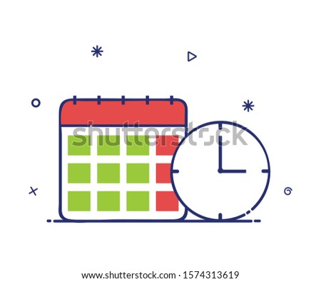 Vector icon of a modern calendar and clock style