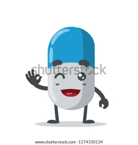 vector illustration of cute capsule mascot on white background