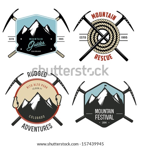 Set of vintage mountain explorer labels and badges