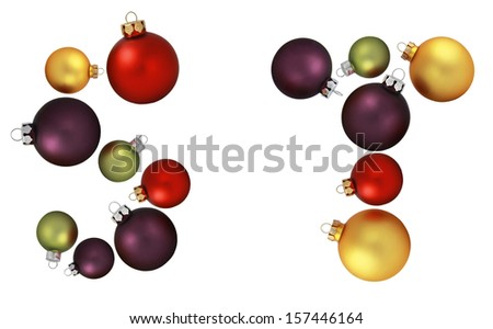 christmas ball isolated. Alphabet of Christmas balls
