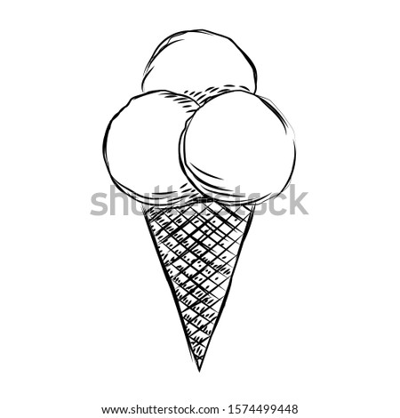 Sketch of an ice cream cone - Vector illustration design