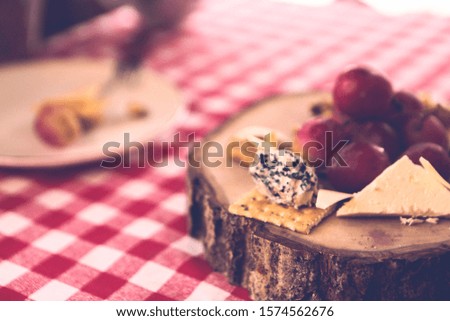 tasty cheese plate serves with wine
