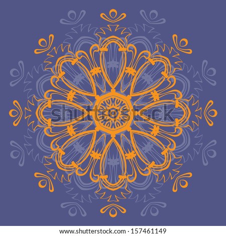 Circular floral ornament with a star in the center. Can be used for backgrounds, cards, decorate your website.