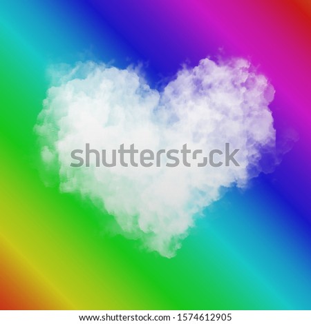 Heart shape cloud on rainbow background