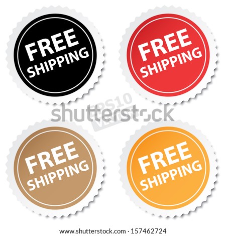 Four circle "Free Shipping" stickers. eps10 vector