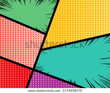 Pop art comic background. Use for poster, banner, flyer, advertising and marketing Royalty-Free Stock Photo #1574698570