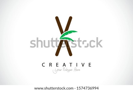 Letter X Tropical Design Logo Concept. Creative Icon Logo with Palm Tree Shape Vector Illustration.