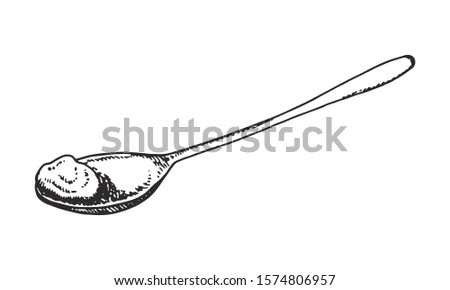 spoon cutlery. sketch isolated vector.