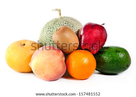 Exotic fruits on a white background.