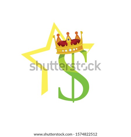 dollar and royal crown vector illustration