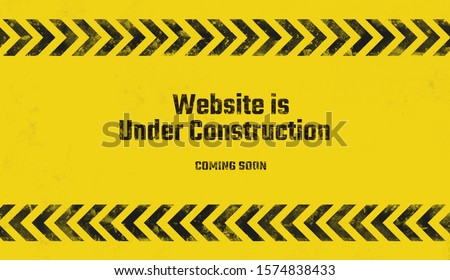 yellow warning sign. Under construction background.