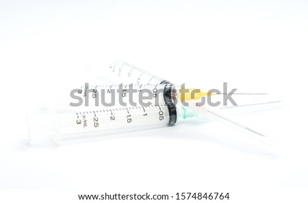 
Syringes used for medical and cosmetic purposes for people who are sick on white background