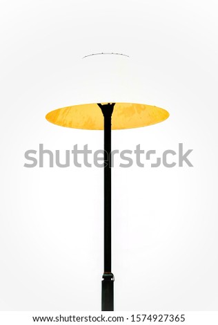 simple street lamp minimal with yellow lights and flat white background