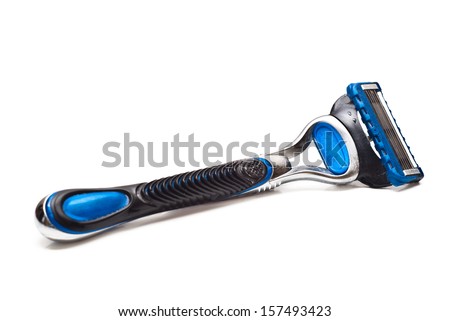 shaving razor on a white background Royalty-Free Stock Photo #157493423