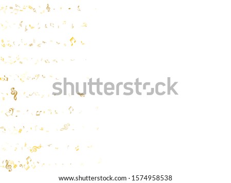 Gold flying musical notes isolated on white background. Premium musical notation symphony signs, notes for sound and tune music. Vector symbols for melody recording, prints and back layers.
