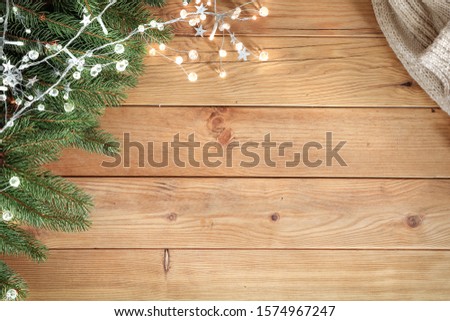 Table background of free place and copy space for your decoration. Christmas time. 