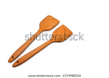 wooden spatula isolated on white background.Front view,Back view