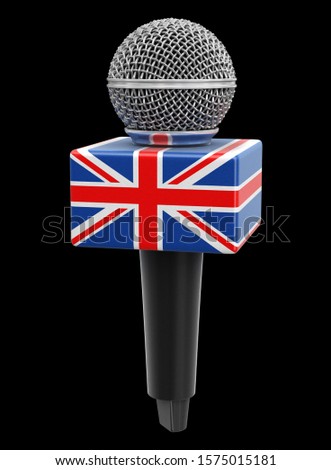 3d illustration. Microphone with UK flag. Image with clipping path