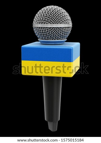3d illustration. Microphone with Ukrainian flag. Image with clipping path