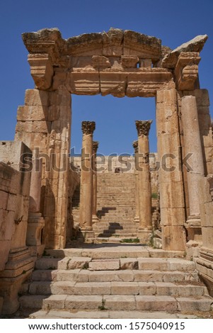 in jerash jordan the antique archeological site classical heritage for tourist                               