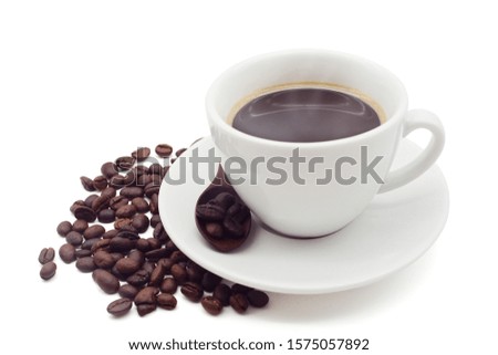 black coffee white cup isolated on a white background. clipping path.