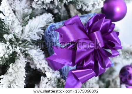 Christmas gift box inside a bush
