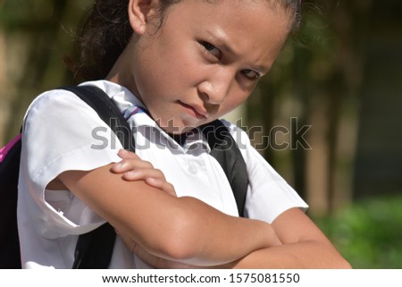 A Stubborn Student Teenager School Girl