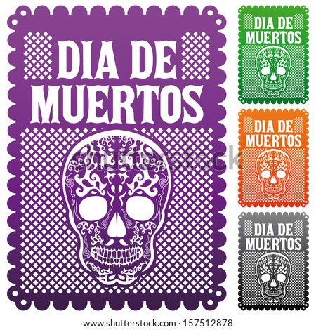 Dia de Muertos - Mexican Day of the death spanish text vector decoration set