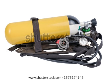 Breathing Air Cylinder Assembly for firefighters isolated on white background
