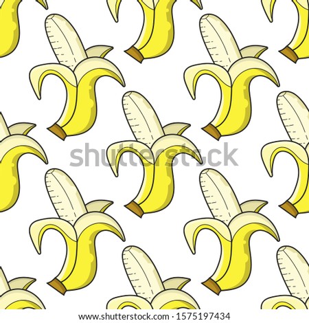 Vector Seamless Banana Pattern. Vector Illustration. Suitable For Greeting Card, Poster Or T-shirt Printing.