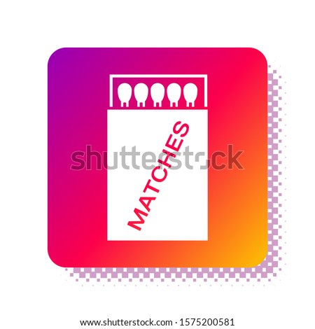 White Open matchbox and matches icon isolated on white background. Square color button. Vector Illustration