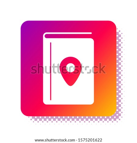 White Cover book travel guide icon isolated on white background. Square color button. Vector Illustration
