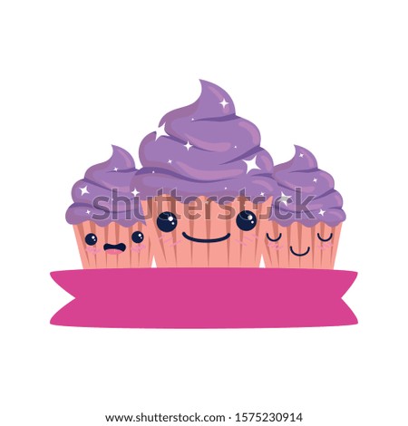 Cupcake cartoons design, Muffin dessert sweet bakery sugar pastry and food theme Vector illustration