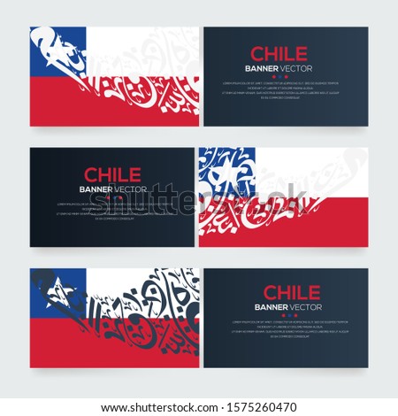 Banner Flag of Chile ,Contain Random Arabic calligraphy Letters Without specific meaning in English ,Vector illustration