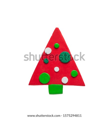 Christmas tree made of clay isolated on white background