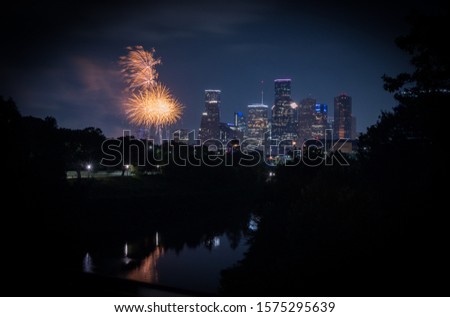 Fireworks in Houston, TX. Freedom Over Texas celebration on July 4th.