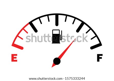 The concept of a fuel indicator, gas meter. Fuel sensor. Car dashboard. Vector illustration on white background Royalty-Free Stock Photo #1575333244