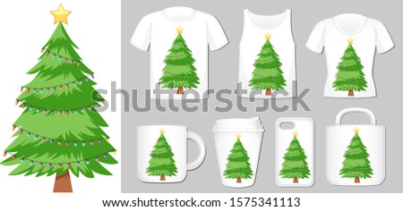 Christmas theme with christmas tree on product templates illustration