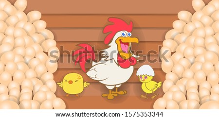 chicken paper cut vector graphic design