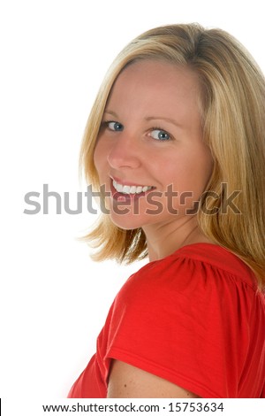 Attractive blond woman in studio poses.  Portion of photographers commission of this image will be donated to Autism Ontario.