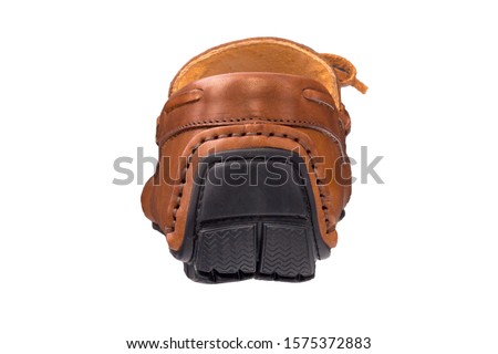 italian man leather shoes on perfect white background, italian moccasin, stock photography