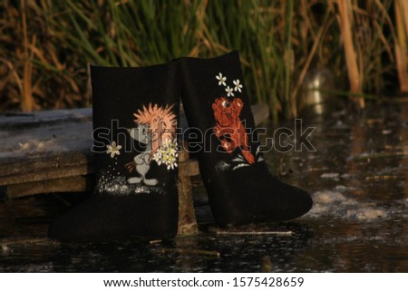 shoes with painted hedgehog bear daisies