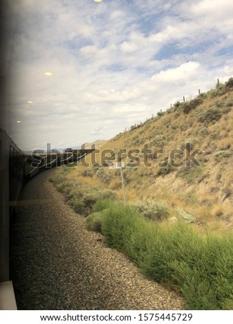 View outside of a train. Railway.