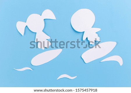 Surfing concept image. Cartoon styled. Colorful background