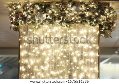 Christmas tree decoration lights wall background