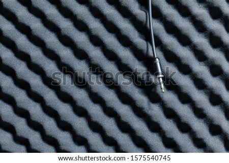 Close up of sound proof coverage in music studio, sound proof coverage in recording studio for background, sound proof  for music recording studio