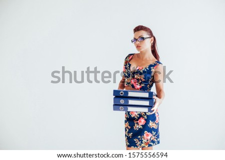 business girl in the Office paper folders Secretary