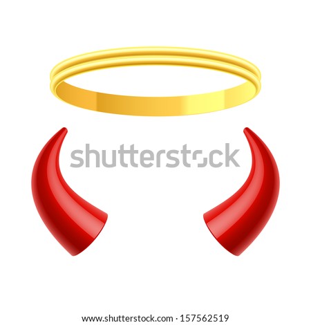 Angel's halo and devil's horns. Vector. Royalty-Free Stock Photo #157562519