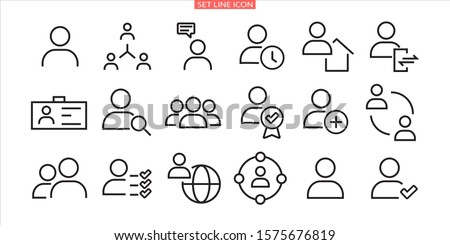 Simple set of user related vector line icons. Contains icons such as man, woman, profile, personal quality and many other good icons. Royalty-Free Stock Photo #1575676819