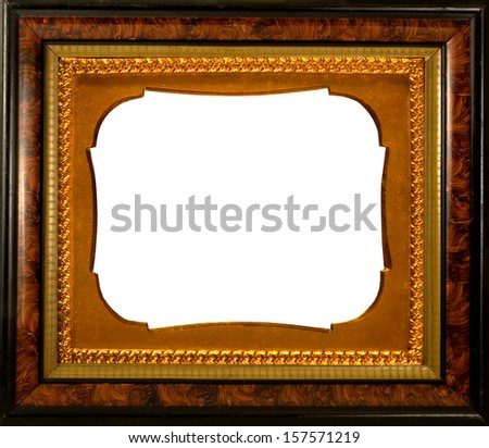 beautiful antique embellished picture frame on a white background